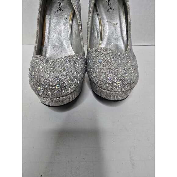 Iridescent Silver Glitter Sparkly Eras Kesha Stiletto Platform Pump size 7 - Picture 6 of 14